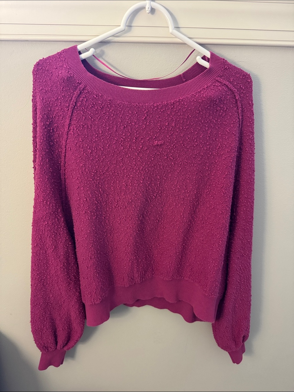 Free People Bubble-Knit Crewneck Sweater - Magenta